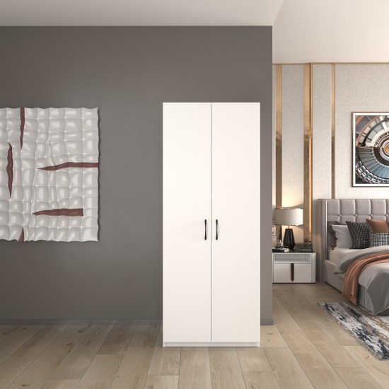 2 Kapaklı 5 Katlı Çok Amaçlı Dolap - Lilyum Beyaz