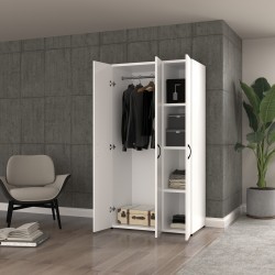 Ugi 3 Kapaklı Beyaz Elbise Dolabı90